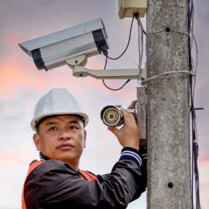 guy setting camera